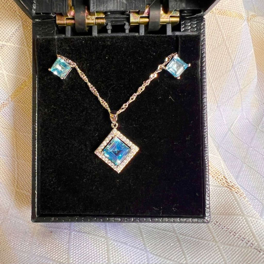 Aquamarine Necklace And Earring Set, Birthday Jewelry, Gold Coast Jewelry